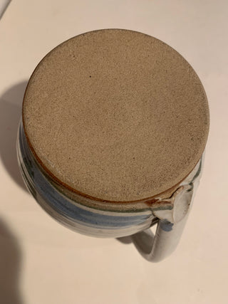Vntg 7.5” hand thrown pottery pitcher Iris
