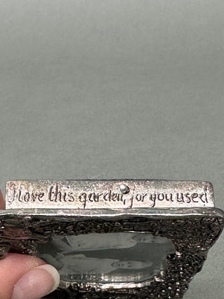 🌸 Vintage Silver Scenes Secret Garden Mini Frame Solid Pewter Silver Plate 🌸