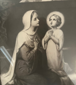 VINTAGE FRAMED BLK/WHT RELIGIOUS PRINT
