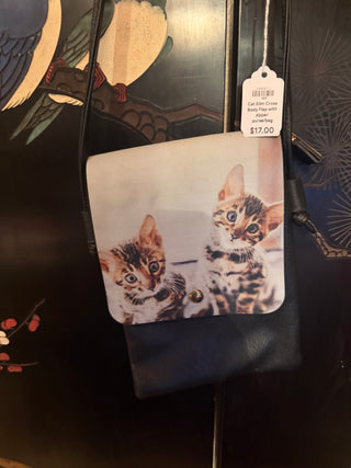 Cat Slim Cross Body Flap with zipper purse/bag