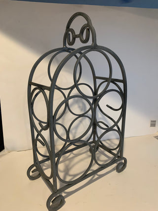 Vntg 5 bottle gry wrought iron wine holde