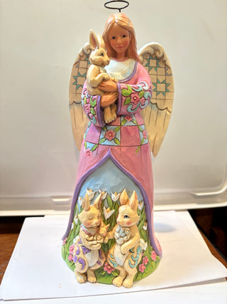 Jim Shore Heartwood Creek "Signs of Spring" Angel w/easter bunnies 10.5"