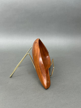 🍂 Mid-Century Modern Monkey Pod Wood Leaf Bowl 🍂