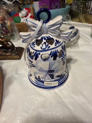 Vintage Delfts Blue Hand-Painted Windmill Bell
