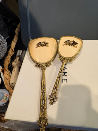 Vtg. (1940-50) Matson-style beveled mirror/hairbrush