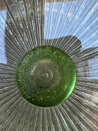 Laurel Leaf Green Cake Stand — 12” Footed Pedestal Salver, Depression-Era Pattern