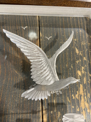 Reverse etched lucite bird sculpture - Rancho