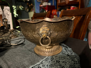 Antique Silver Plated Punch Bowl w/ Lionheads