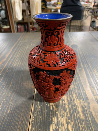 Chinese carved cinnabar vase