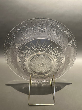 Vintage Clear Pressed Glass Serving Bowl - 12" Sandwich Pattern Holiday Dish 🎄✨