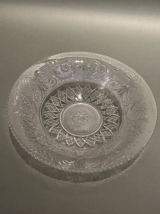 Vintage Clear Pressed Glass Serving Bowl - 12" Sandwich Pattern Holiday Dish 🎄✨