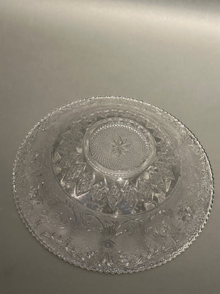 Vintage Clear Pressed Glass Serving Bowl - 12" Sandwich Pattern Holiday Dish 🎄✨