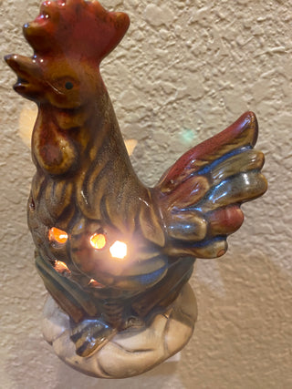 Vtg Ceramic rooster nightlight new bulb