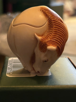 Vtg. Harmony Kingdom Roly Polys "Dom", the horse trinket box  1.75"