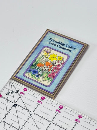 Vintage Friendship Valley Seed Company Wood Block, Floral Illustration Fridge Magnet