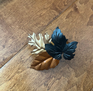METAL AUTUMN 3-LEAF NAPKIN RINGS SET 14