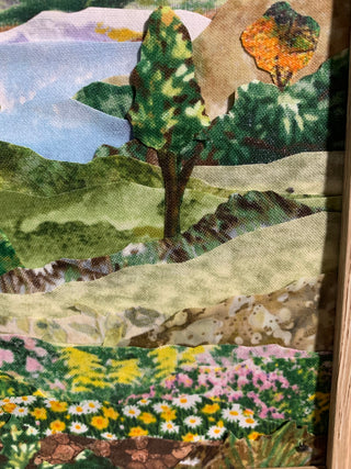 Handmade fabric mosaic picture in frame - Rancho