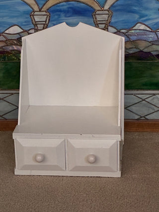 Vintage table top white cabinet with drawers