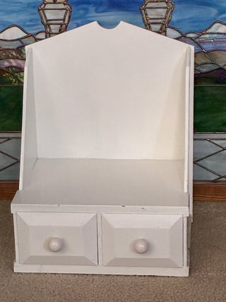 Vintage table top white cabinet with drawers