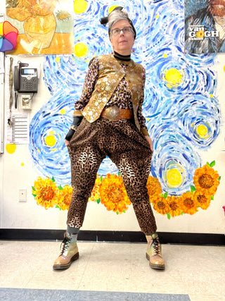 Leopard drop crotch cropped pants as is