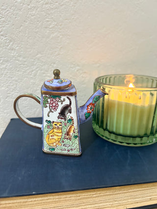 mini hand-painted cloisonne enamel teapot (cats)