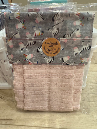 Hanging Kitchen Towel - Zebras w/ Soft Pink RCD
