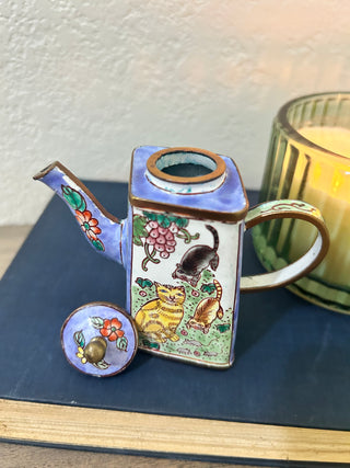 mini hand-painted cloisonne enamel teapot (cats)