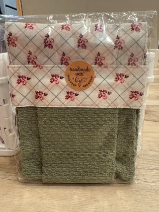 Hanging Kitchen Towel - Green Floral Plaid