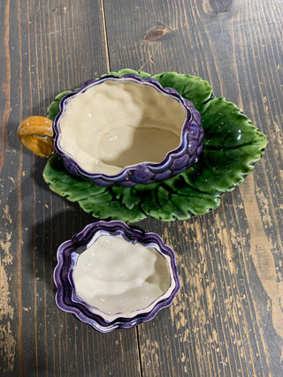 Majolica grape jam pot Sarreguemines - Rancho