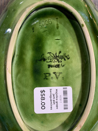 Majolica grape jam pot Sarreguemines - Rancho
