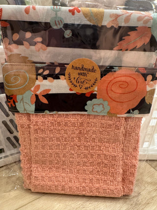 Hanging Kitchen Towel - Flowers & Black Stripes