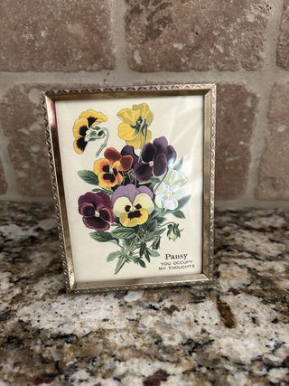 Vintage Gold Frame with Pansy