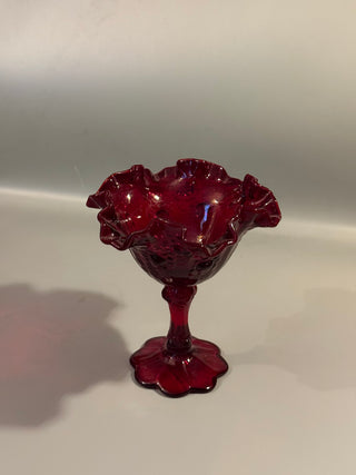 Fenton Art Glass Ruby Red Cabbage Rose