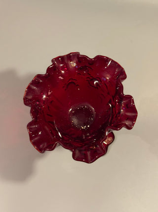 Fenton Art Glass Ruby Red Cabbage Rose