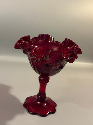 Fenton Art Glass Ruby Red Cabbage Rose