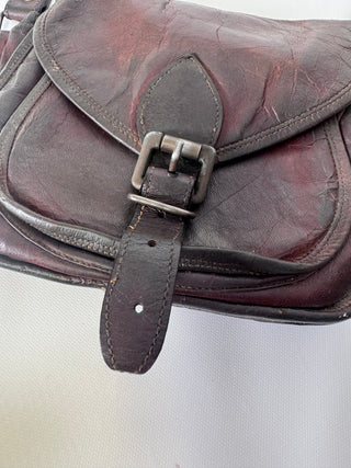 Vintage Brown Leather Crossbody Bag, Oklahoma State Seal Concho