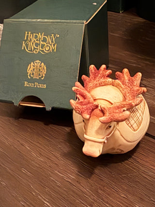 Harmony Kingdon  Roly Poly "Rudy" reindeer trinket box  1..5"