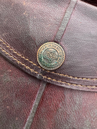 Vintage Brown Leather Crossbody Bag, Oklahoma State Seal Concho