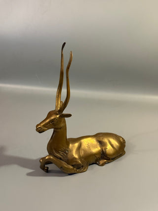 vintage brass resting gazelle figurine