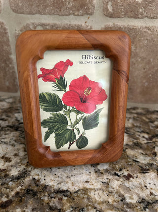Vintage Wood Frame with Hibiscus
