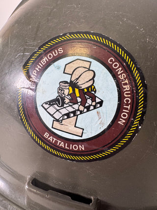 Vintage Bullard Hard Hat, Amphibious Construction Battalion 1 Decal