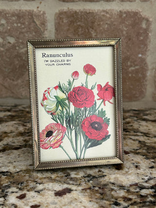 Vintage Gold Frame with Red Ranunculus
