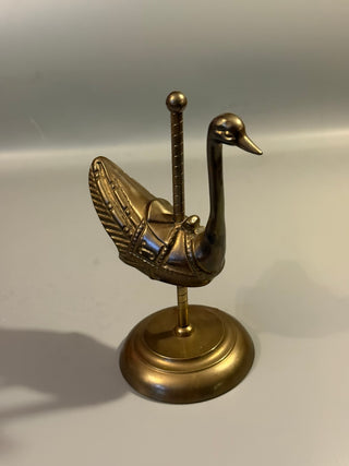 Vintage Mid-Century Solid Brass Carousel Swan
