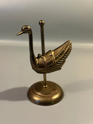 Vintage Mid-Century Solid Brass Carousel Swan