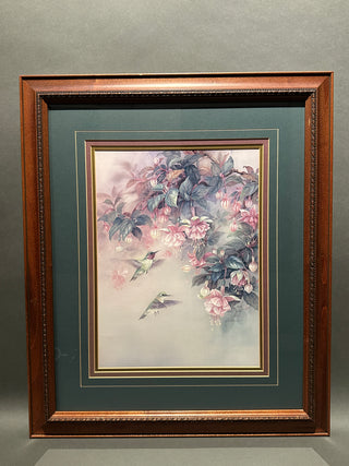 🎨 Lena Liu Signed & Numbered "Hummingbirds with Fuchsia" Framed Lithograph 🌸