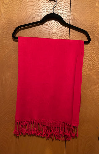 PG-Red Rayon Scarf  26”  x 38” w/ fringe-MTS