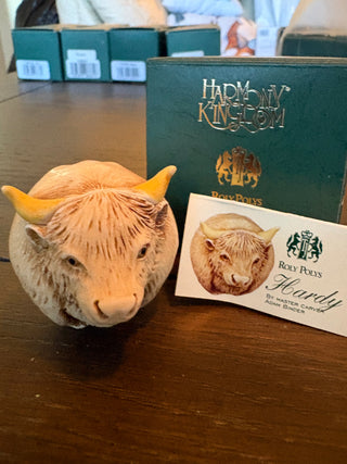 Vtg. Harmony Kingdom Roly Polys "Hardy" highland cow 1.75"