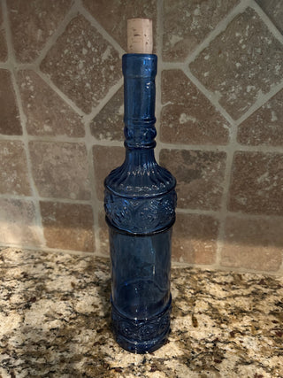 Vintage Cobalt Blue Decanter/Bottle with Circular Design