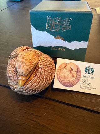 Vtg. Harmony Kingdom Roly Poly "Liz" eagle trinket box 1.75