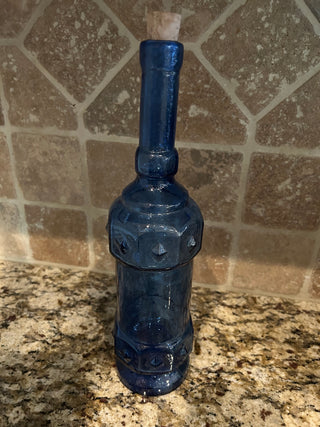 Vintage Cobalt Blue Decanter/Bottle with Diamond Pattern